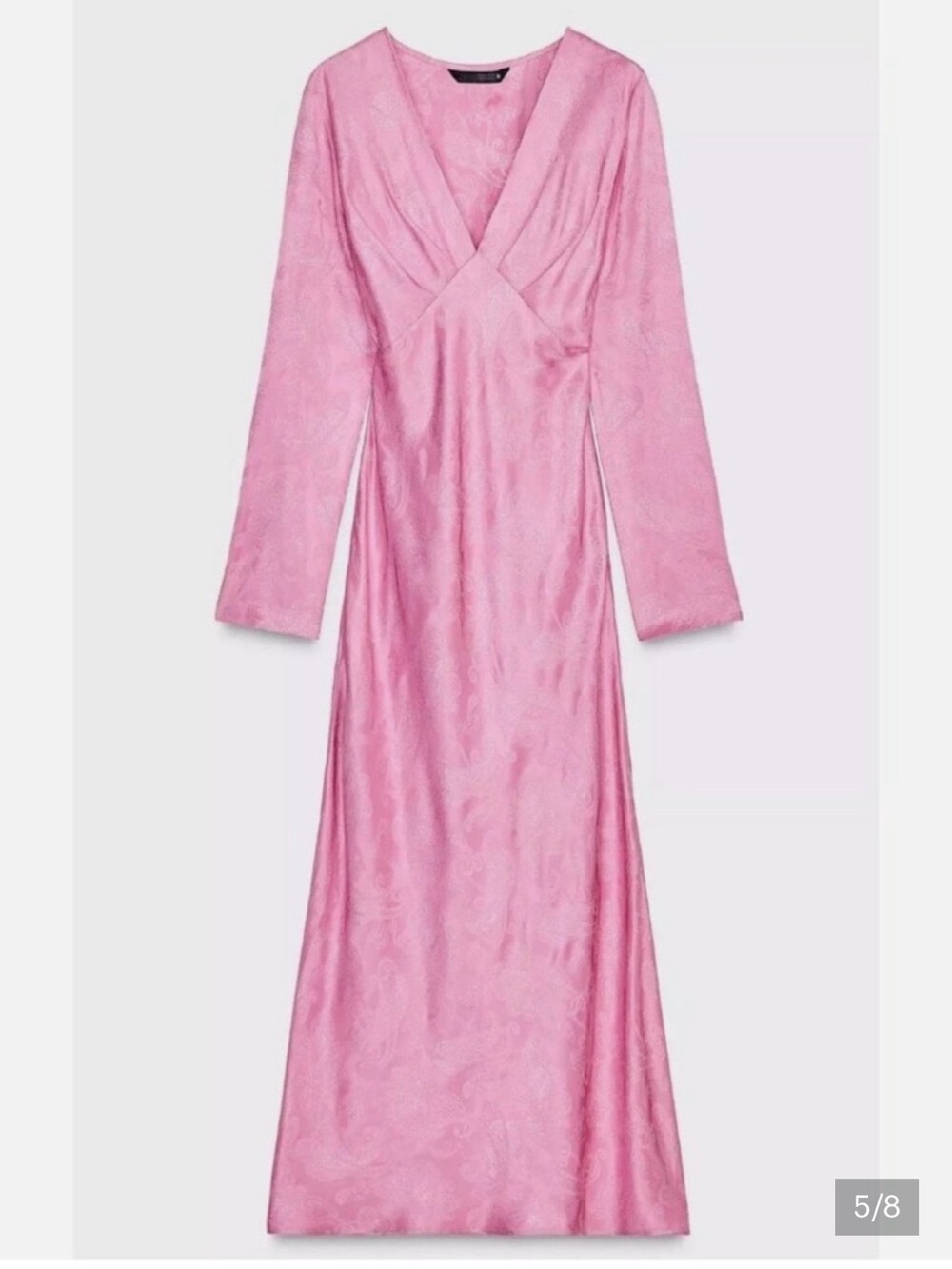 Zara Dusty Rose V-Neck Long Sleeve Maxi Dress